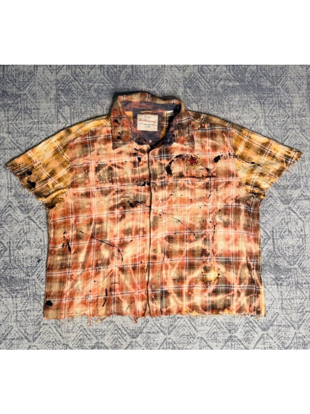 Vintage Flannel x Dro Lab Custom 1/1 Reworked Distressed Boxy Crop Flannel Shirt